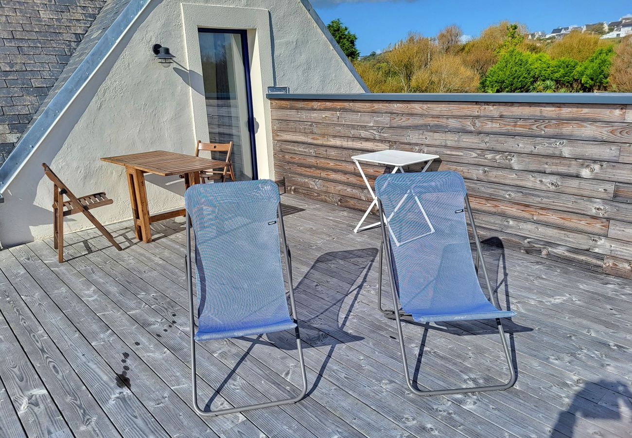 Ferienhaus in Plouhinec - 728-Hoher Komfort, Meerblick, oberstes Dach, Nähe zu den Stränden